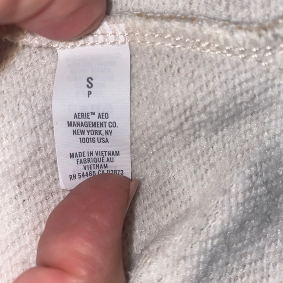 AERIE Cheetah Sweatshirt High Low Split Hem Ivory Gold Pink Size Small S $50 - Picture 6 of 10